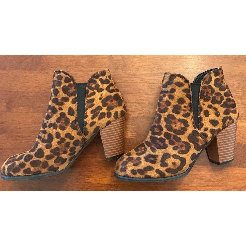 Simply Southern Boot Women 7 Brown Black Leopard Print Heel Pull On